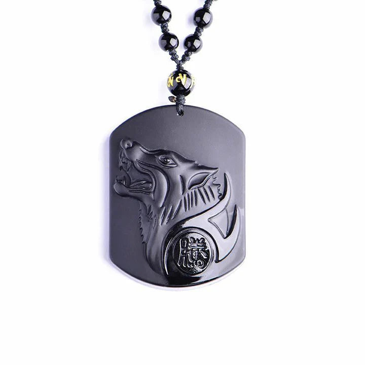 Obsidian Wolf Necklace - Unleash Your Primal Instincts