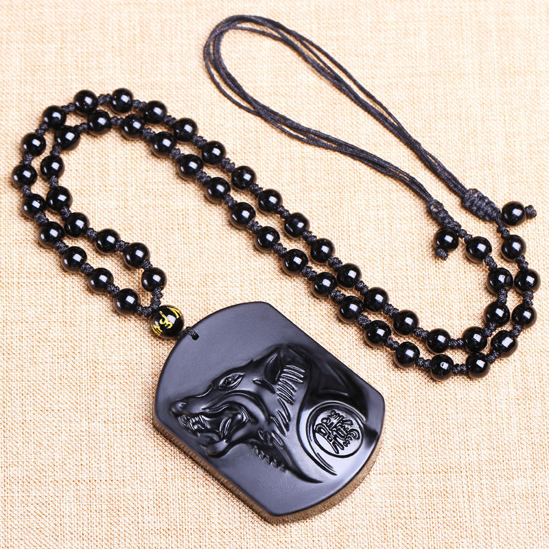 Obsidian Wolf Necklace - Unleash Your Primal Instincts
