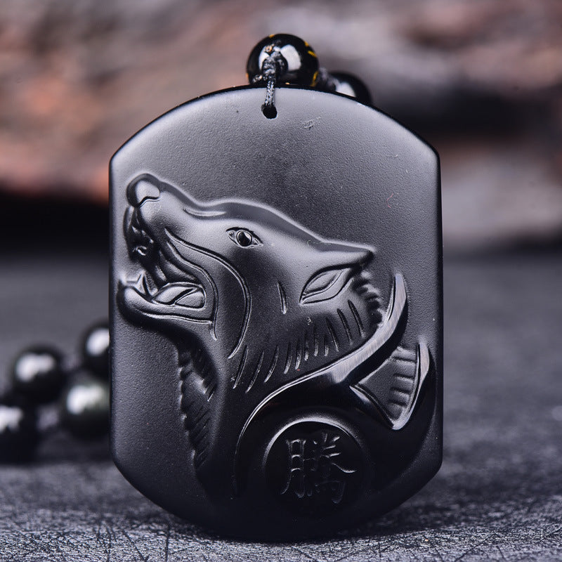 Obsidian Wolf Necklace - Unleash Your Primal Instincts