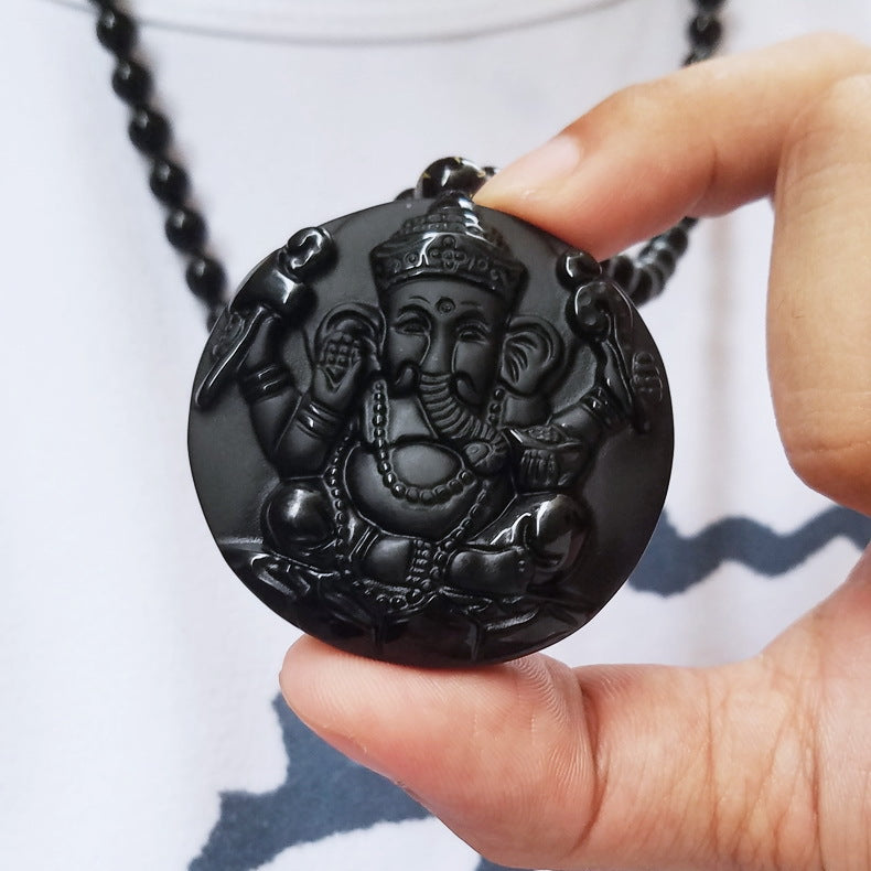 Obsidian Ganesha Pendant: The Unstoppable Force