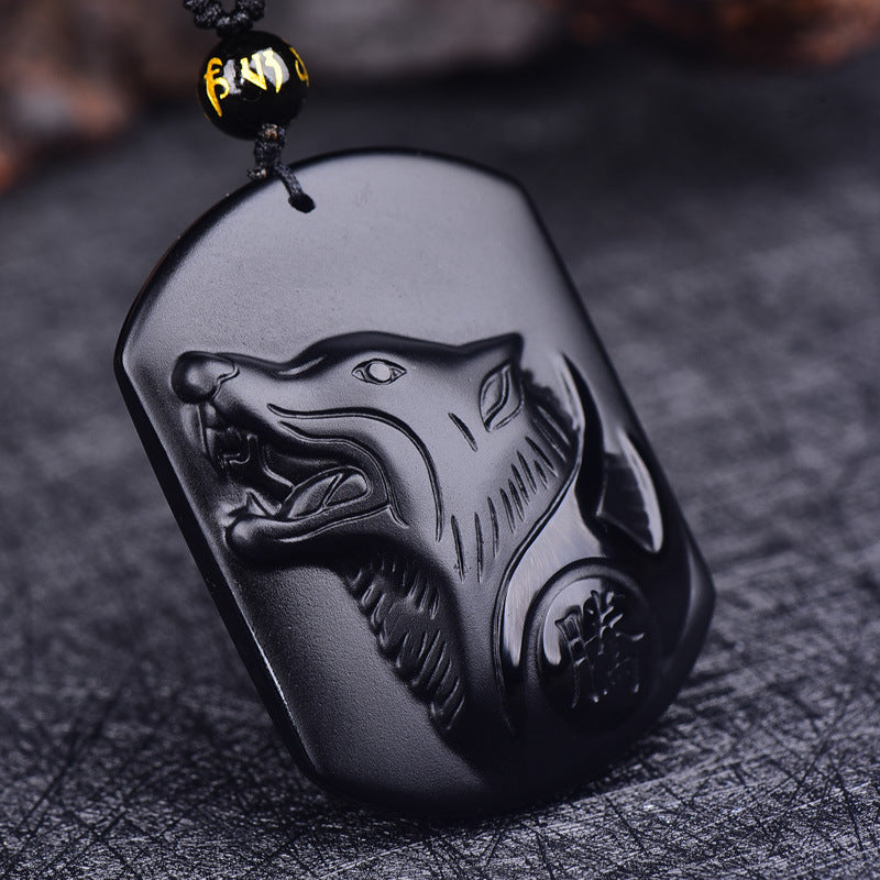 Obsidian Wolf Necklace - Unleash Your Primal Instincts