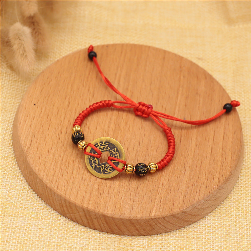 Lucky Chinese Coin Red Cord - Feng Shui Charm for Prosperity