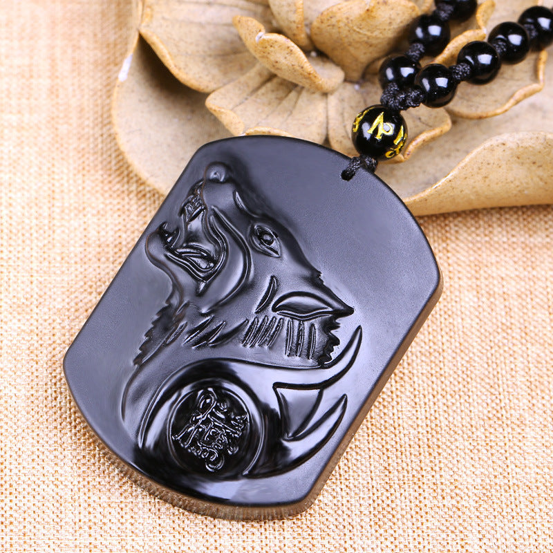 Obsidian Wolf Necklace - Unleash Your Primal Instincts