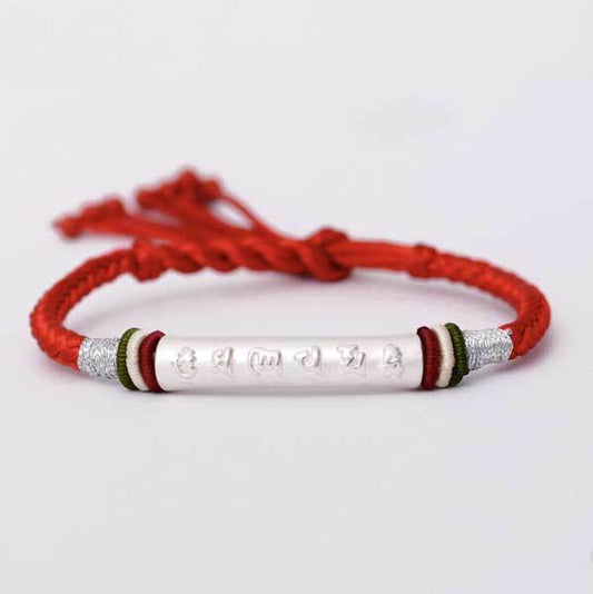 Red Cord Tibetan Charm - Om Mani Padme Hum